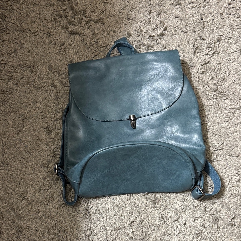Joy Susan Blue Leather Backpack